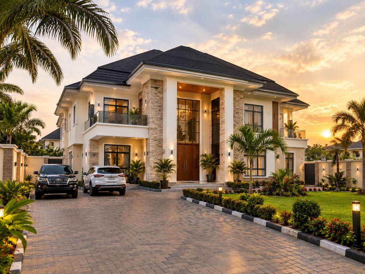A five-bedroom detached house with a paved driveway in Maitama, Abuja